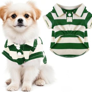 Dog Shirt Polo Shirt Striped Collar Puppy Clothes Summer Button